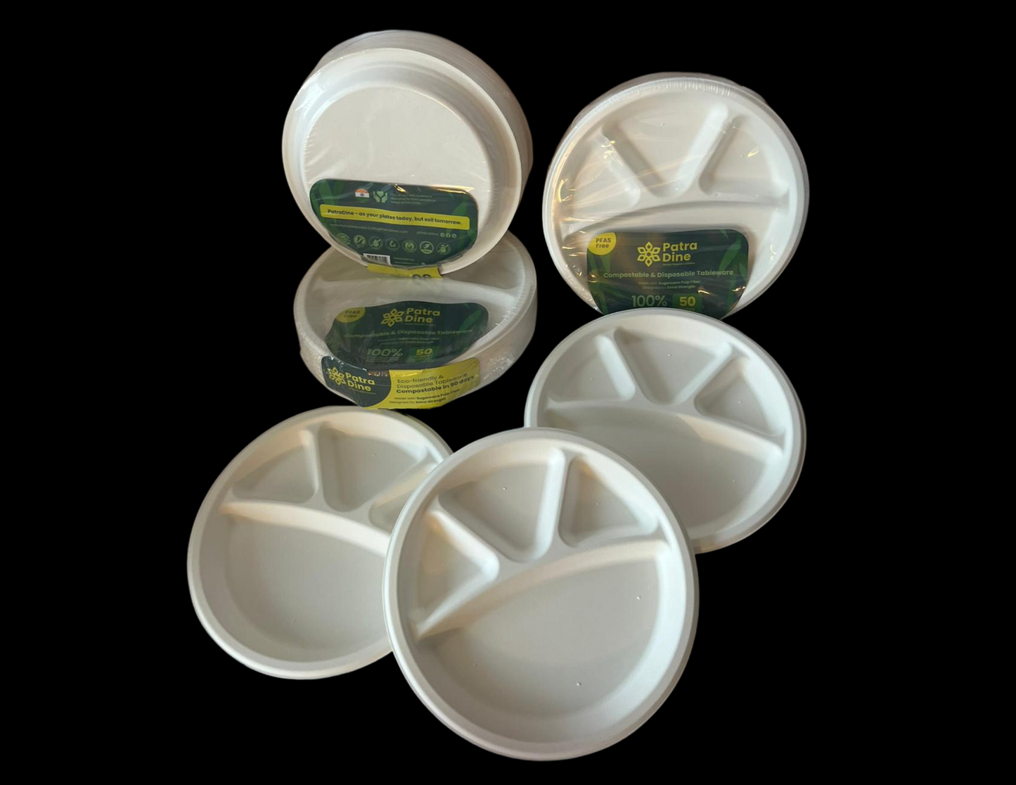 NEW PatraDine - 4 Compartments 11" Plates (25 / 50 / 500 Counts)