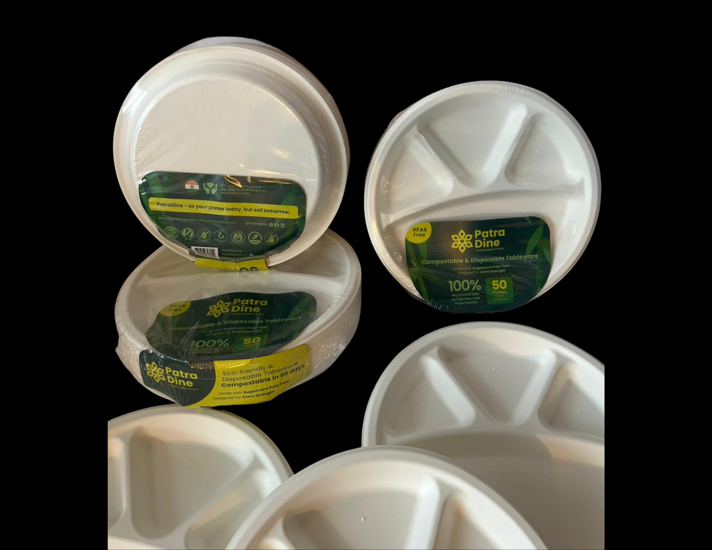 NEW PatraDine - 4 Compartments 11" Plates (25 / 50 / 500 Counts)