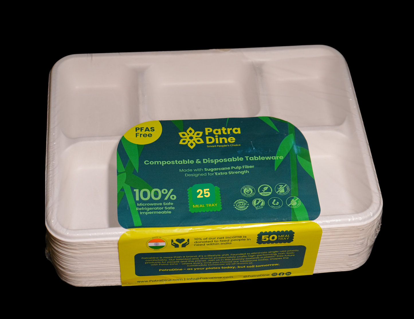 NEW PatraDine - 6 Compartment Tray (25 / 50 / 300 Counts)