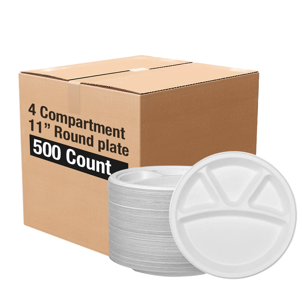 NEW PatraDine - 4 Compartments 11" Plates (25 / 50 / 500 Counts)