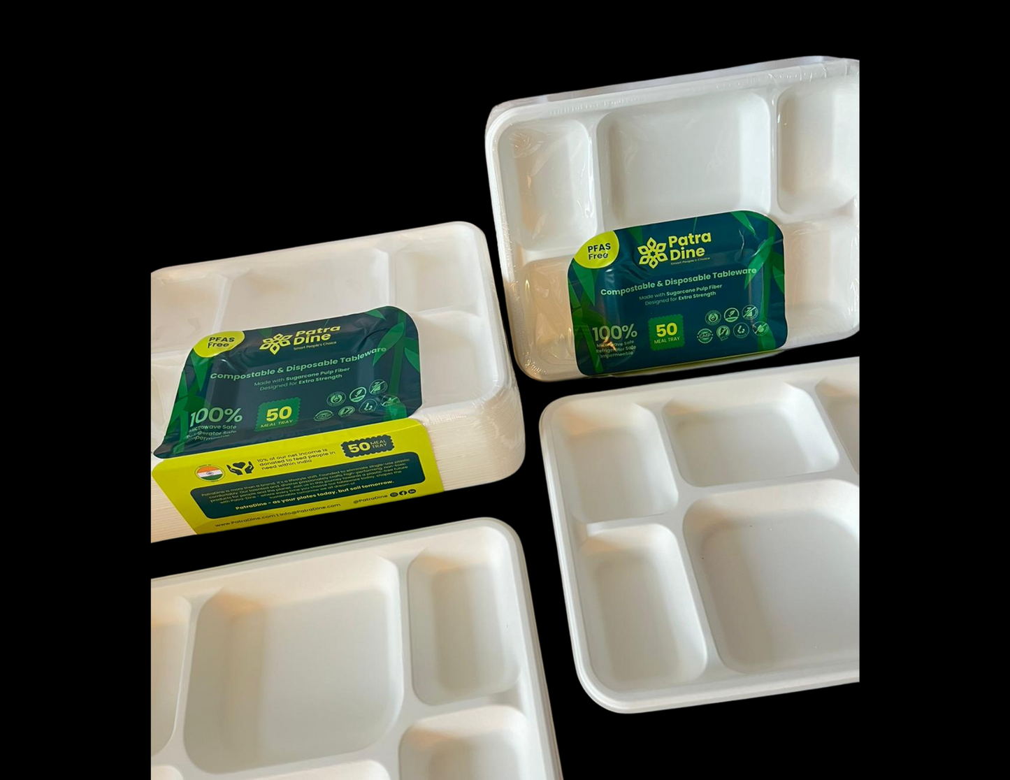 NEW PatraDine - 6 Compartment Tray (25 / 50 / 300 Counts)