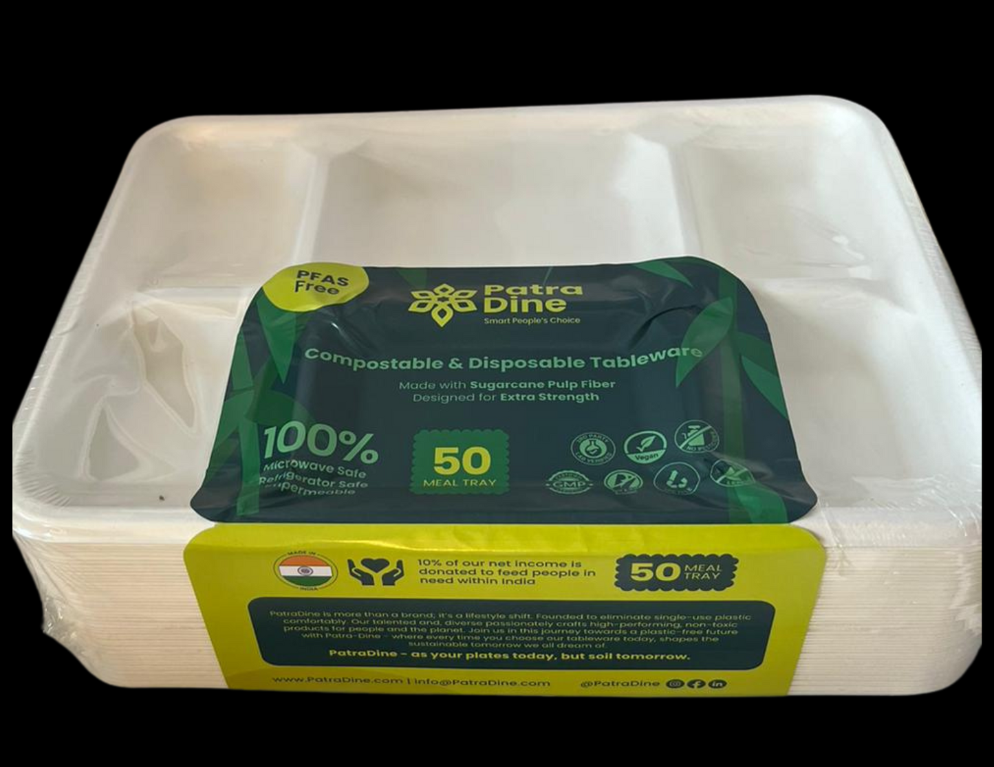 NEW PatraDine - 6 Compartment Tray (25 / 50 / 300 Counts)