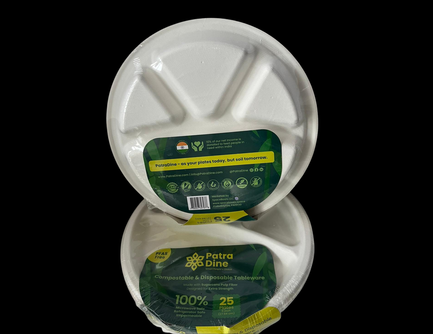 NEW PatraDine - 4 Compartments 11" Plates (25 / 50 / 500 Counts)