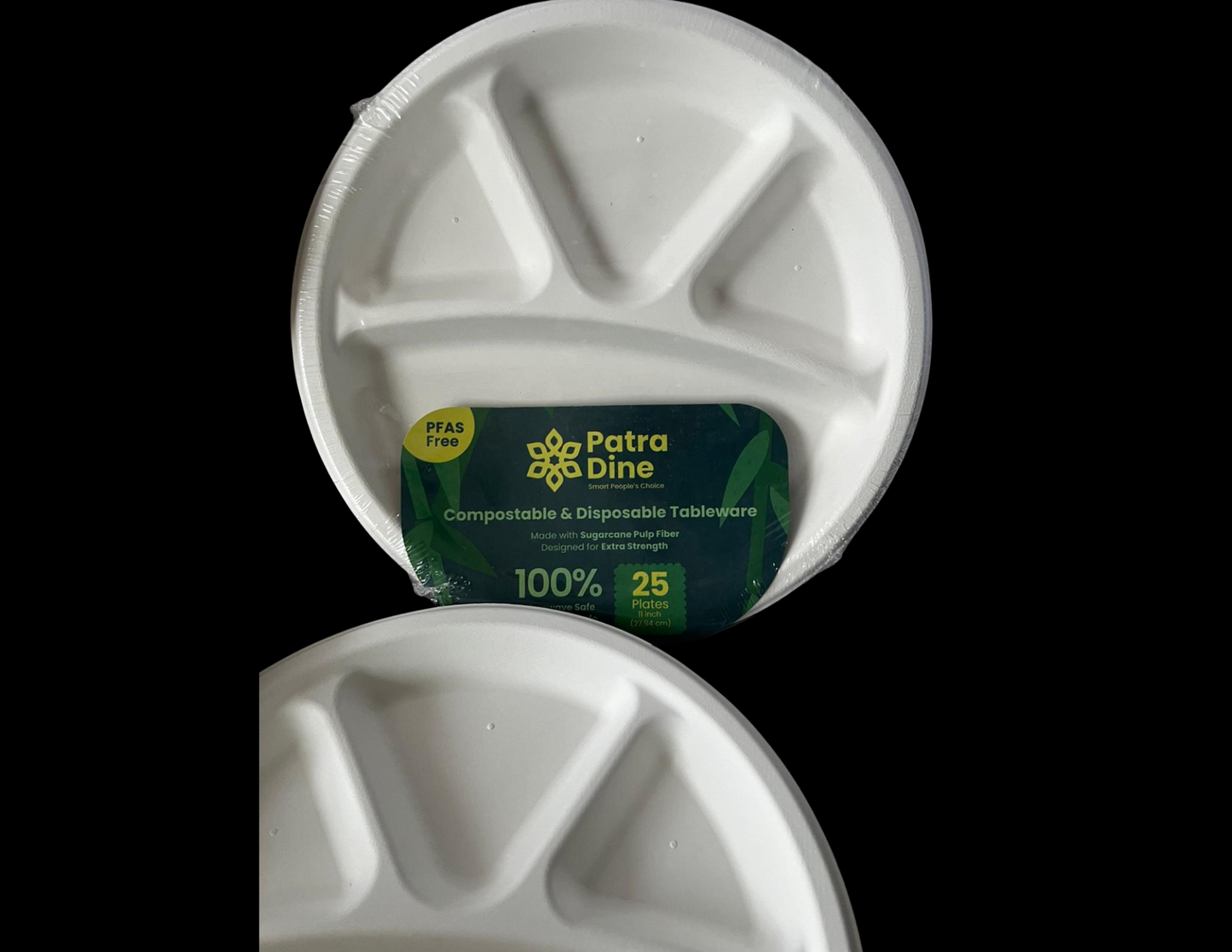 NEW PatraDine - 4 Compartments 11" Plates (25 / 50 / 500 Counts)