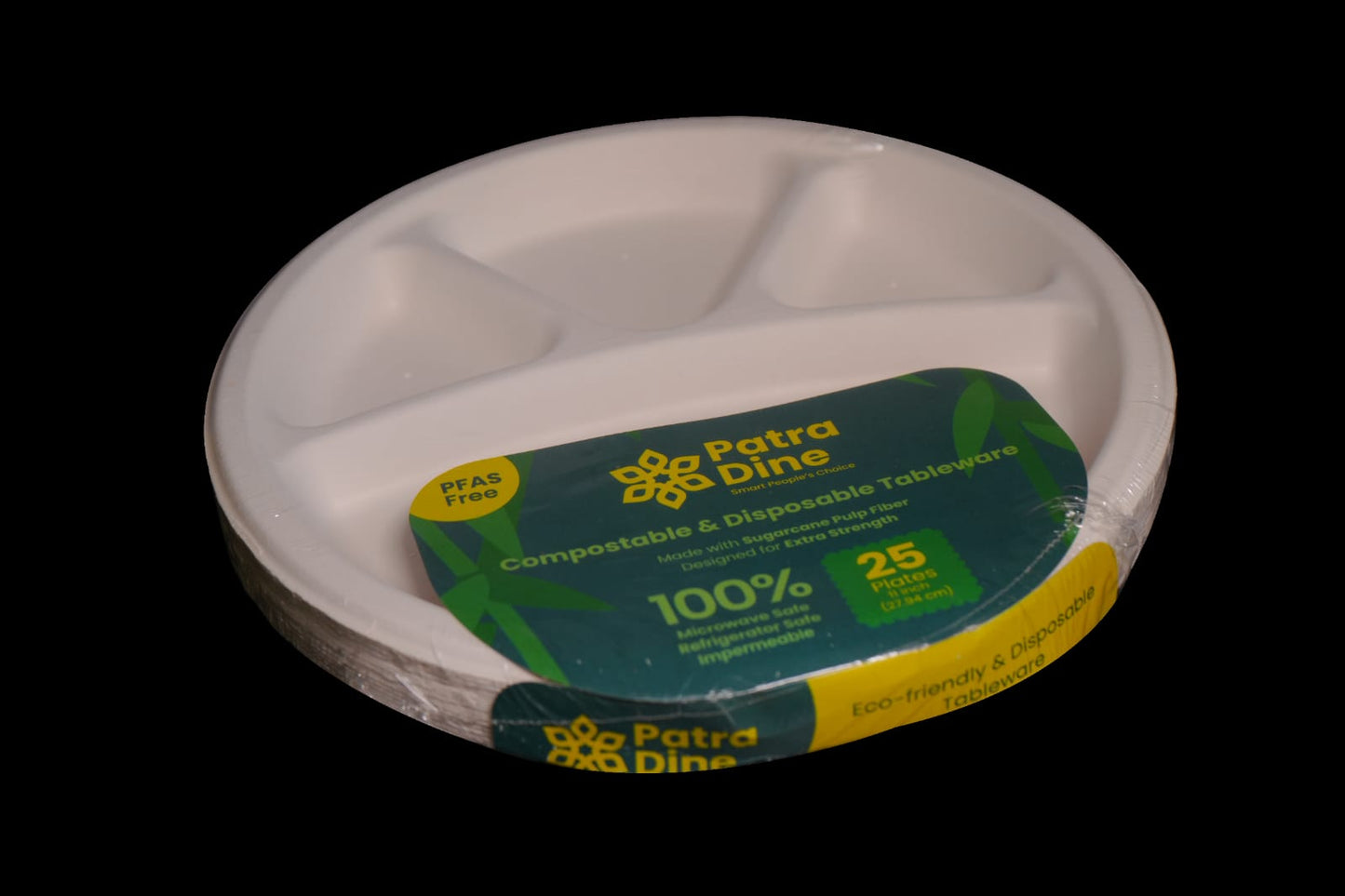 NEW PatraDine - 4 Compartments 11" Plates (25 / 50 / 500 Counts)