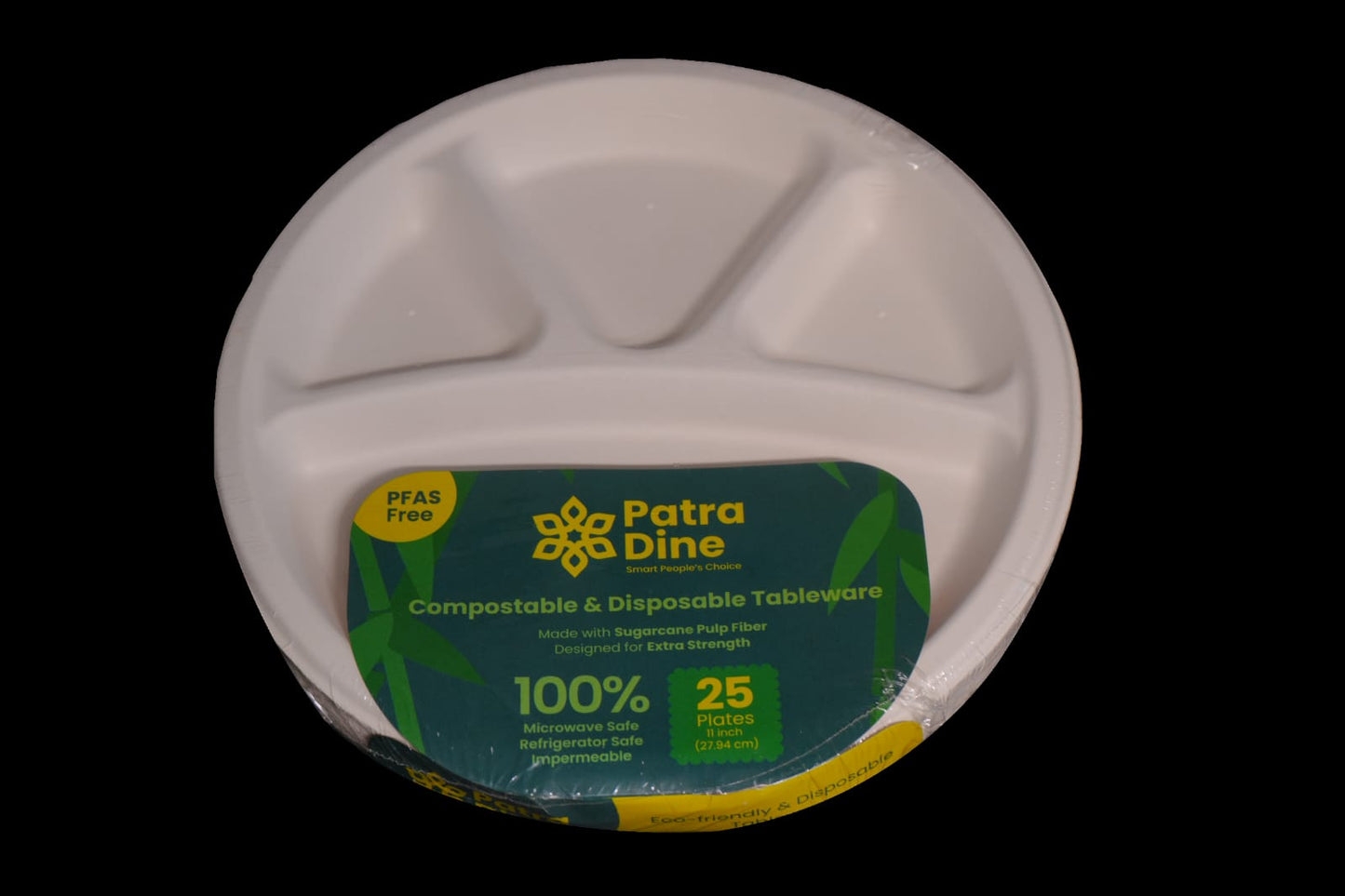 NEW PatraDine - 4 Compartments 11" Plates (25 / 50 / 500 Counts)