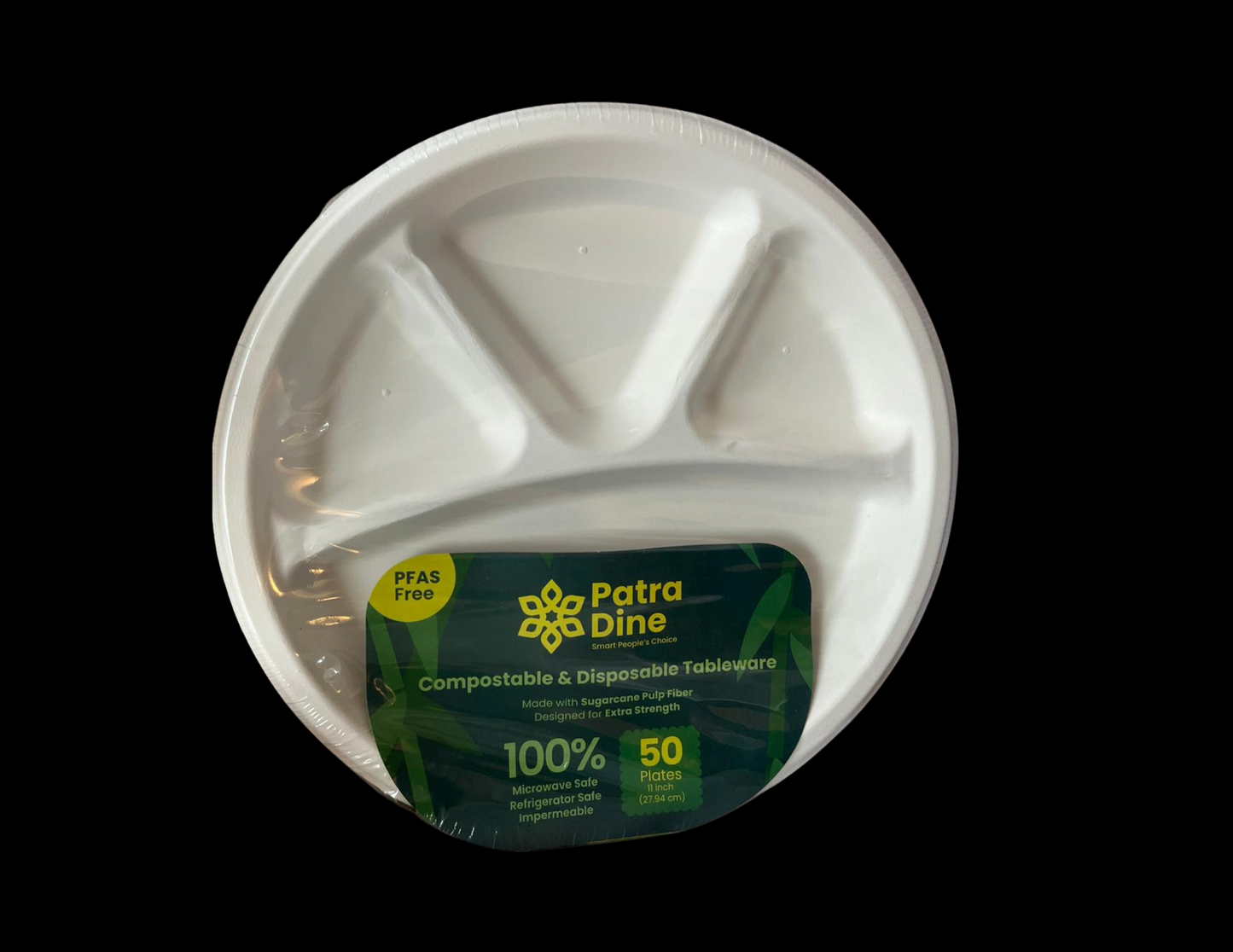 NEW PatraDine - 4 Compartments 11" Plates (25 / 50 / 500 Counts)