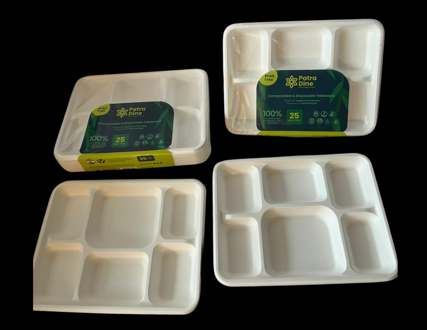 NEW PatraDine - 6 Compartment Tray (25 / 50 / 300 Counts)