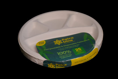 NEW PatraDine - 4 Compartments 11" Plates (25 / 50 / 500 Counts)
