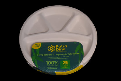 NEW PatraDine - 4 Compartments 11" Plates (25 / 50 / 500 Counts)